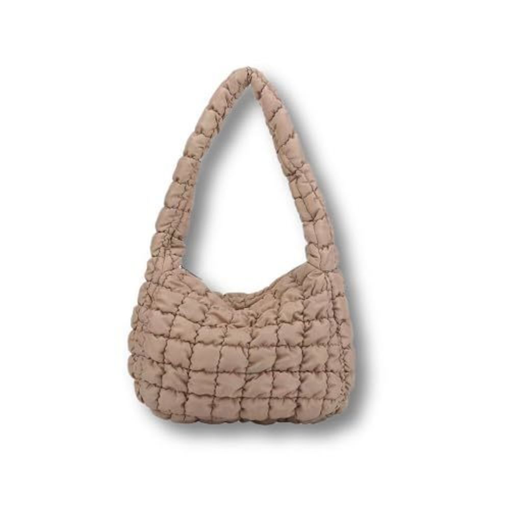 Quilted Carryall Tote Bag Lightweight Padding Bag Puffer Hobo Bag (Khaki)🐔